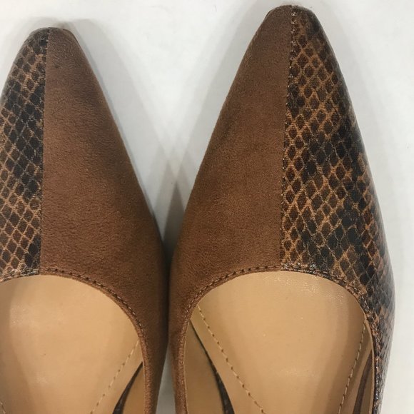 J.Renee’ Snake Print & Suede Fabric Low Heel Sling back - Picture 10 of 12